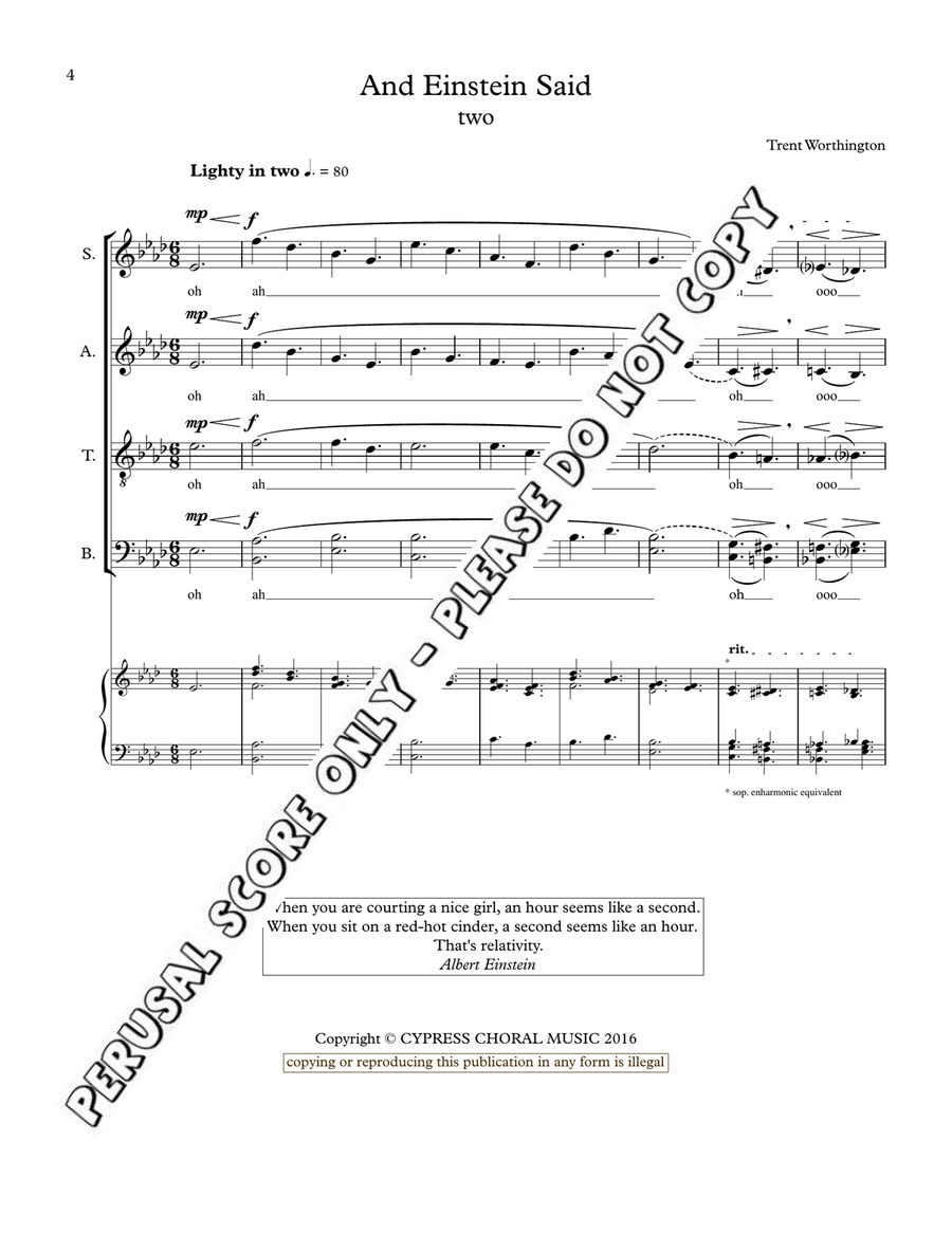 And Einstein Said Complete Book 4-Part scores gallery preview page 4