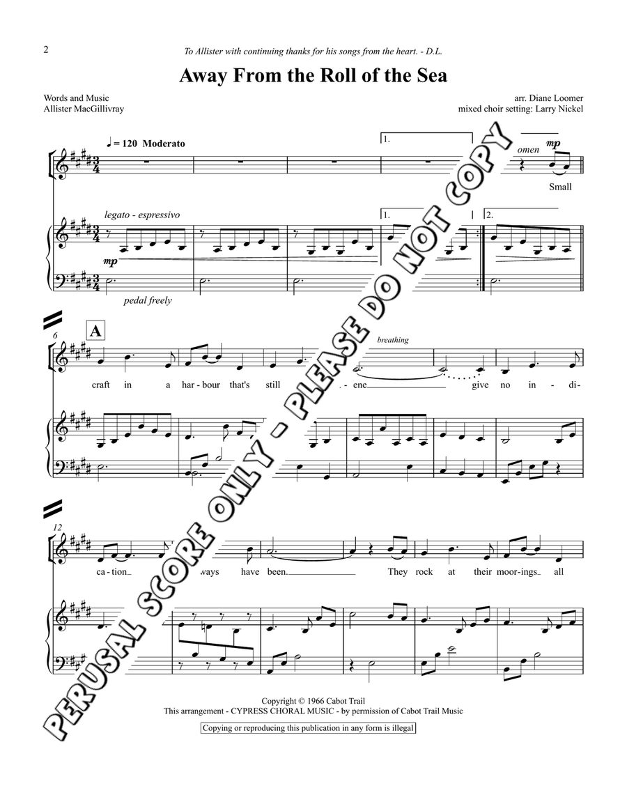 Away From The Roll Of The Sea 4-Part scores gallery preview page 2