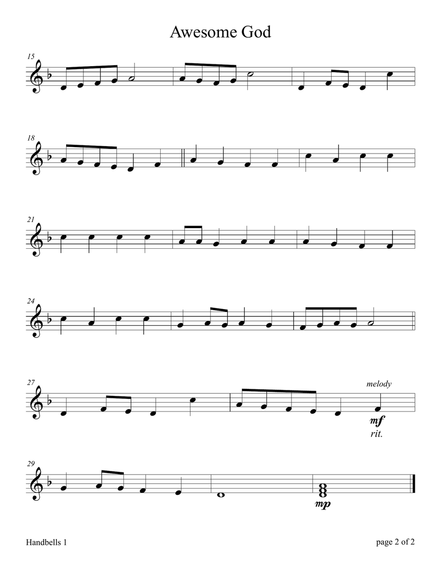 Awesome God Handbell Choir scores gallery preview page 5