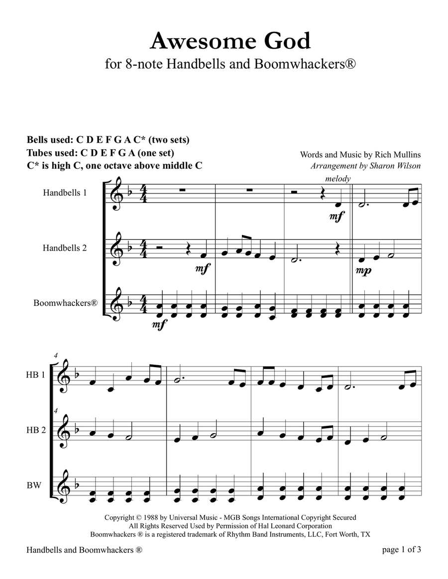 Awesome God Handbell Choir scores gallery preview page 6