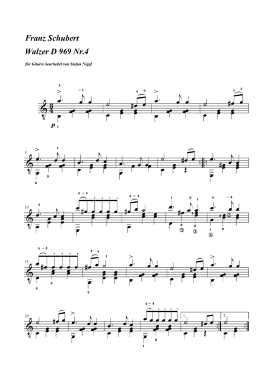 F.Schubert: Valses Nobles D.969 for guitar solo Acoustic Guitar scores gallery preview page 4