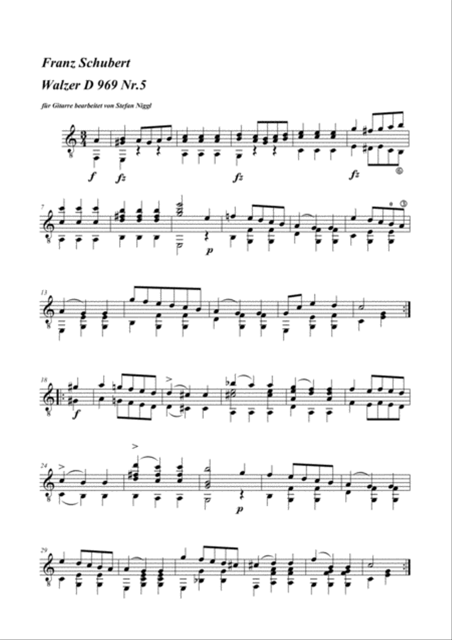 F.Schubert: Valses Nobles D.969 for guitar solo Acoustic Guitar scores gallery preview page 5