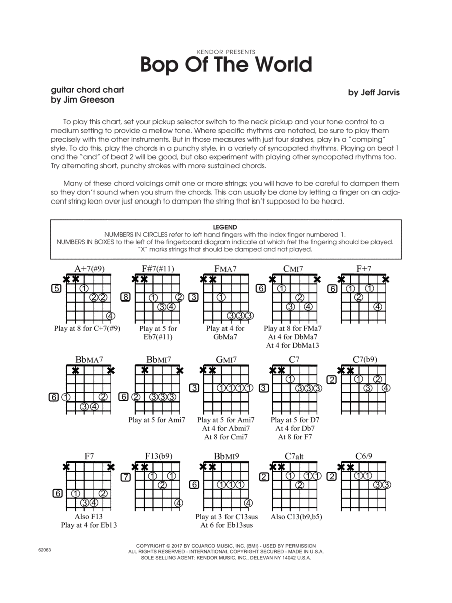 Bop Of The World - Guitar Chord Chart Electric Guitar scores gallery preview page 1