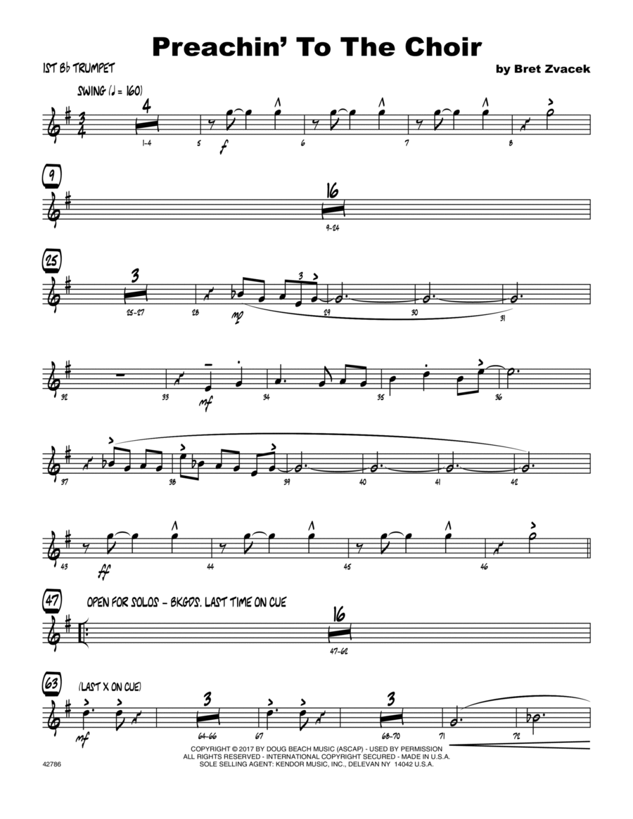 Preachin' To The Choir - 1st Bb Trumpet B-Flat Trumpet scores gallery preview page 1