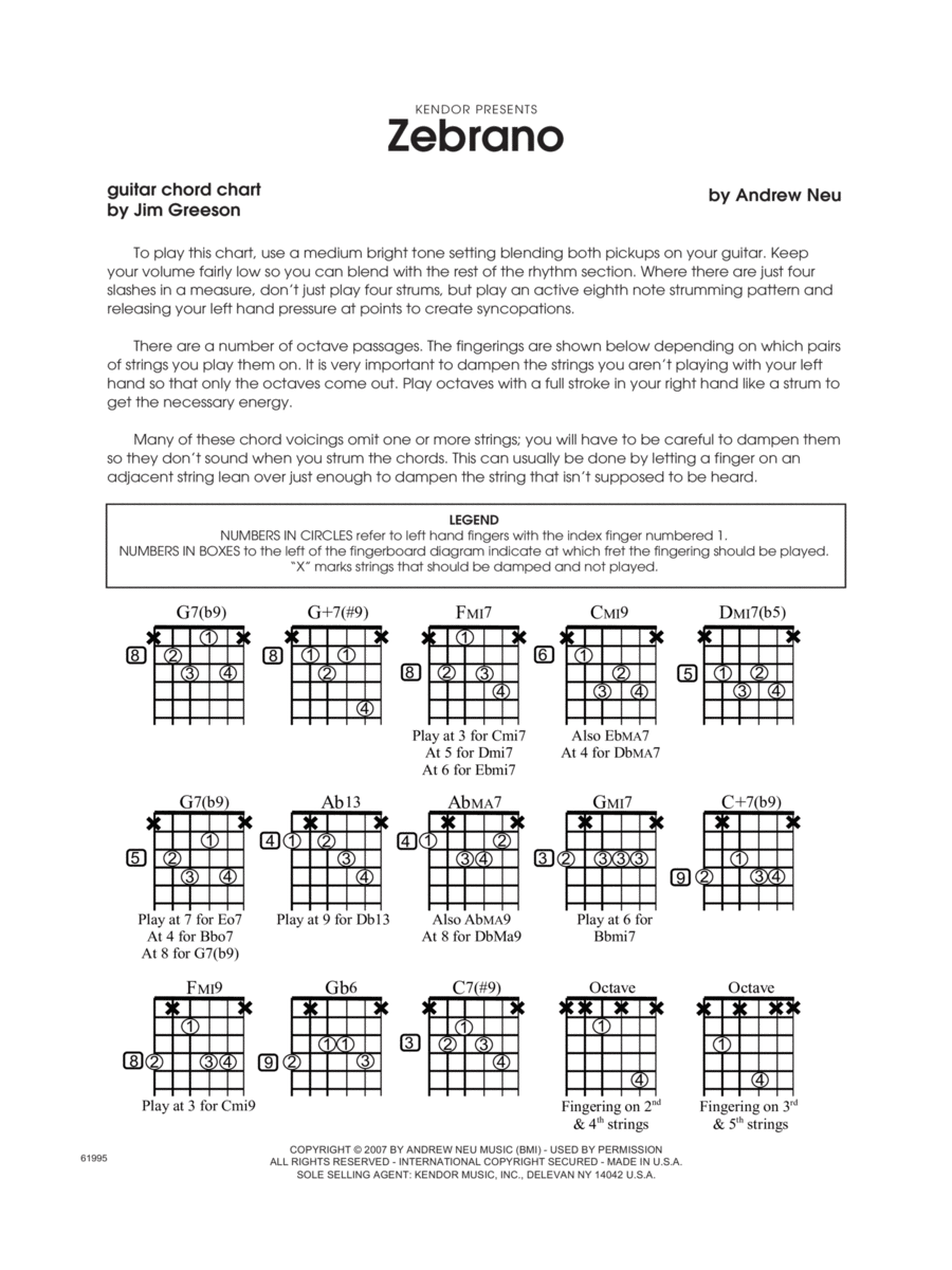 Zebrano - Guitar Chord Chart Electric Guitar scores gallery preview page 1