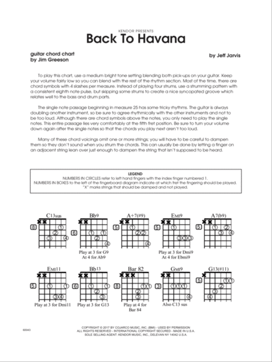 Back To Havana - Guitar Chord Chart Electric Guitar scores gallery preview page 1