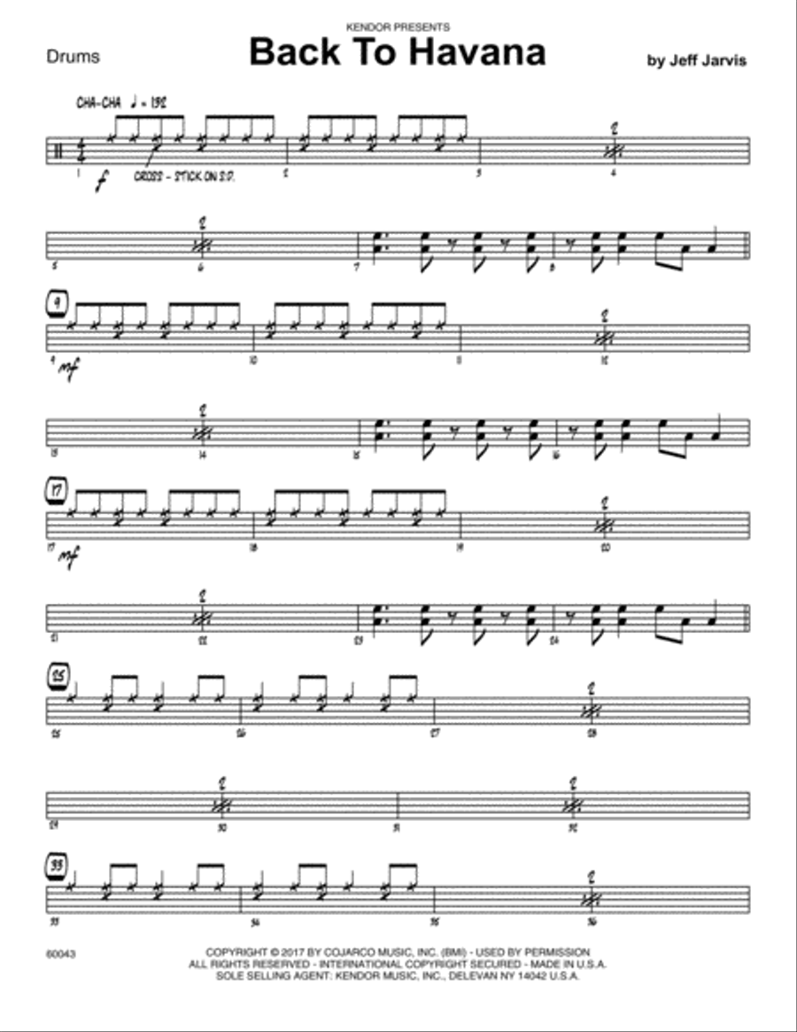 Back To Havana - Drum Set Drum Set scores gallery preview page 1