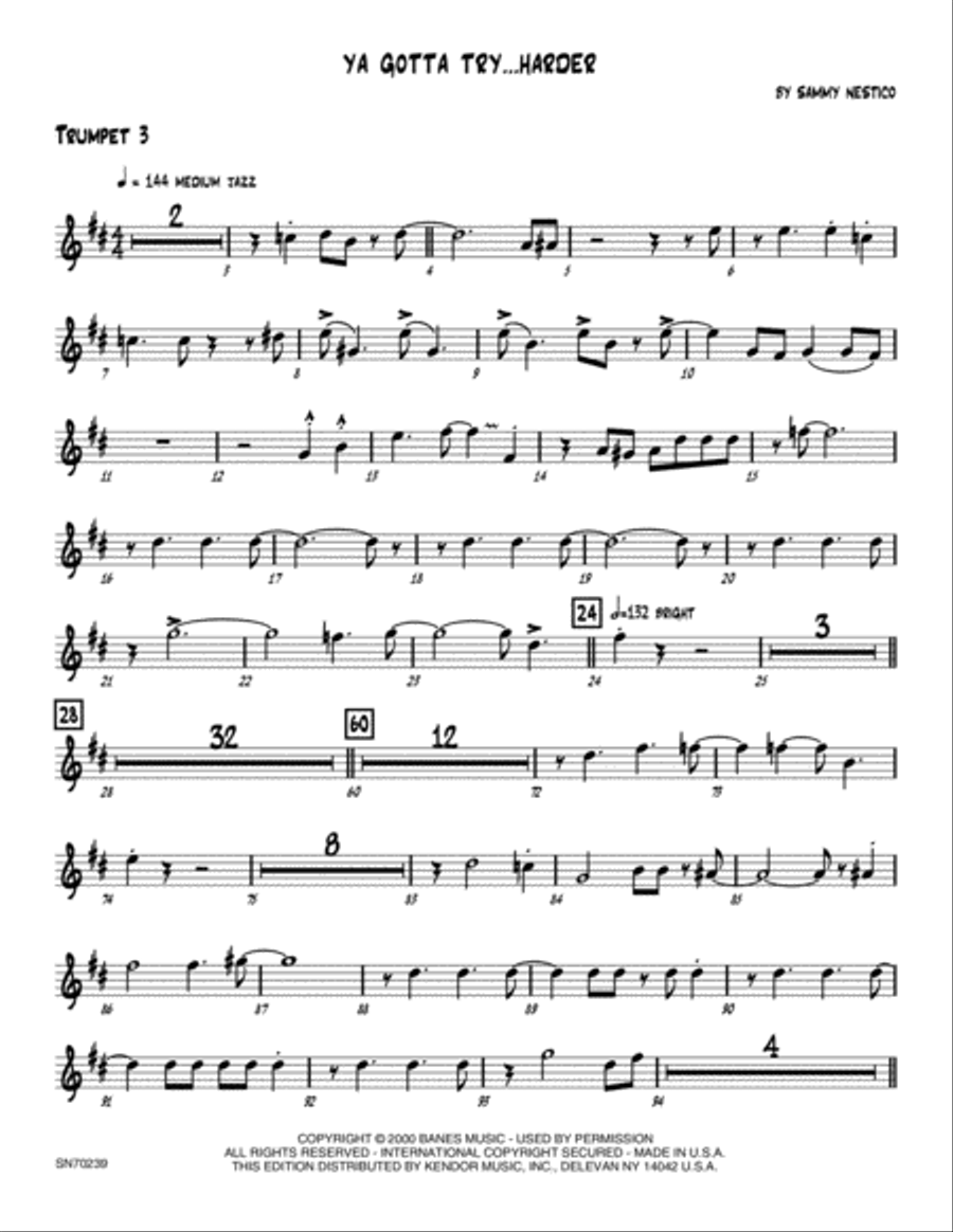 Ya Gotta Try...Harder - 3rd Bb Trumpet B-Flat Trumpet scores gallery preview page 1