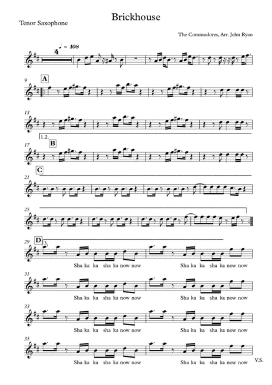 Brick House Tenor Saxophone scores gallery preview page 5
