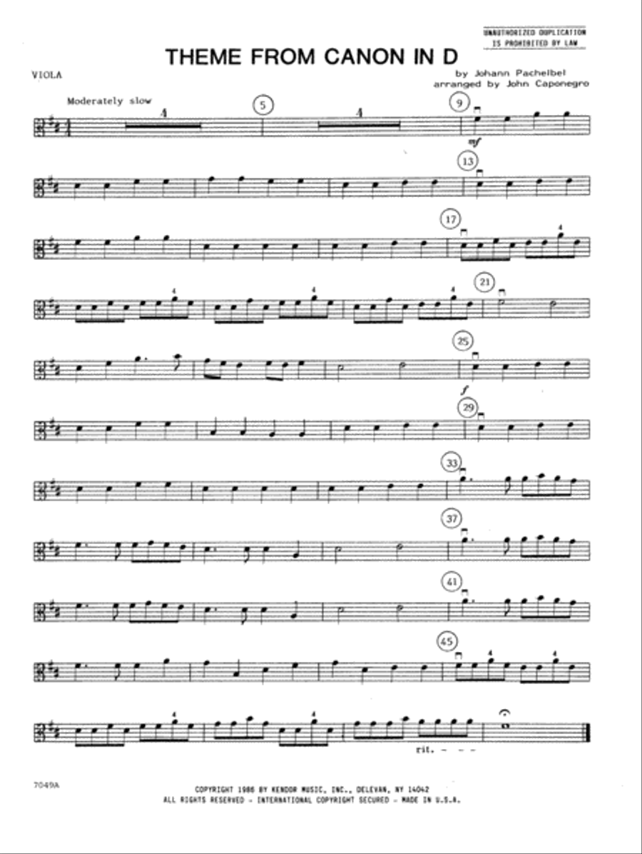 Theme From Canon In D - Viola Viola scores gallery preview page 1