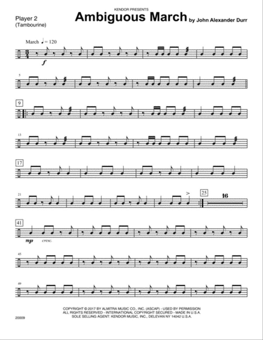 Ambiguous March - Percussion 2 Percussion scores gallery preview page 1
