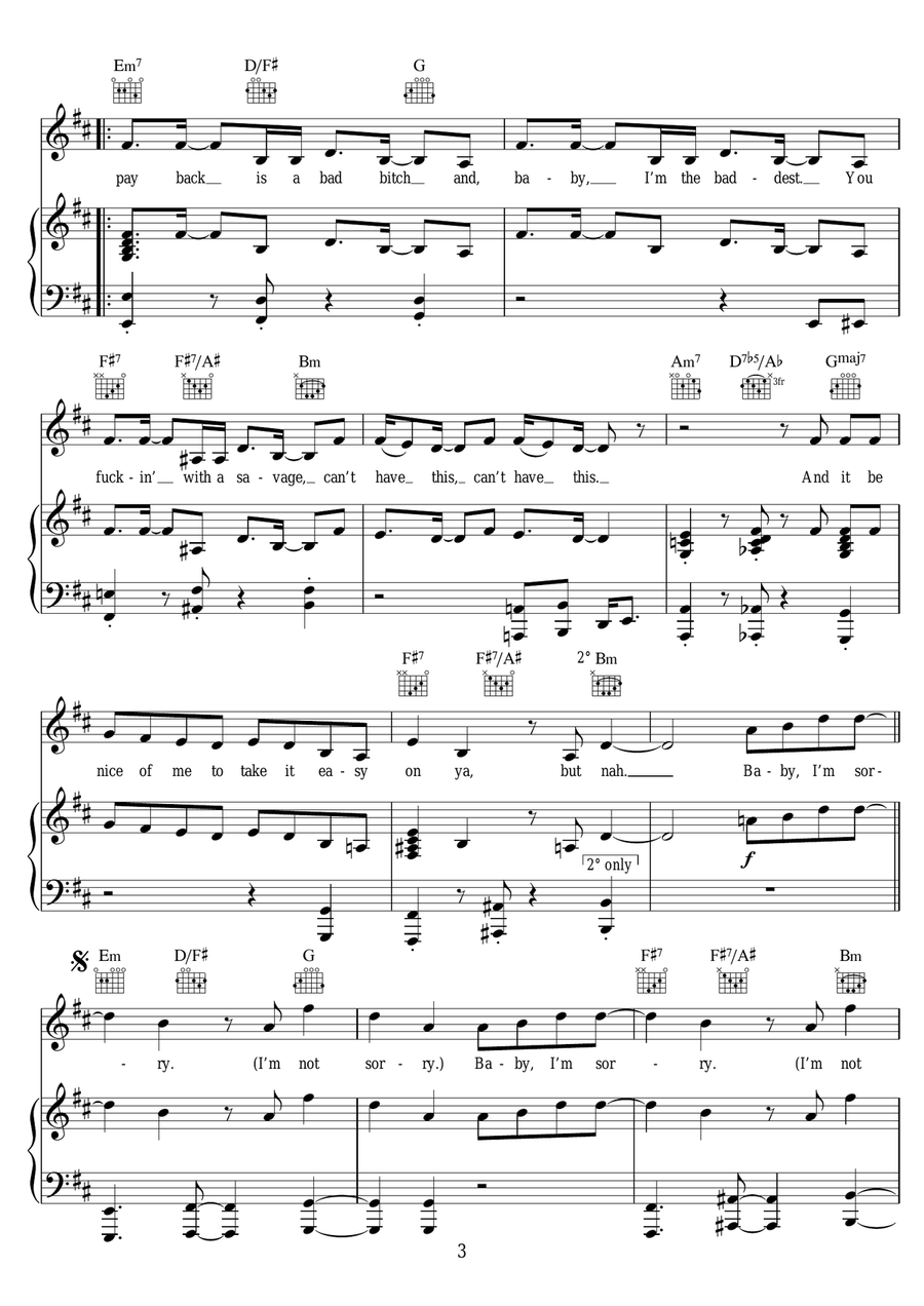 Sorry Not Sorry Sorry Not Sorry Piano, Vocal scores gallery preview page 3