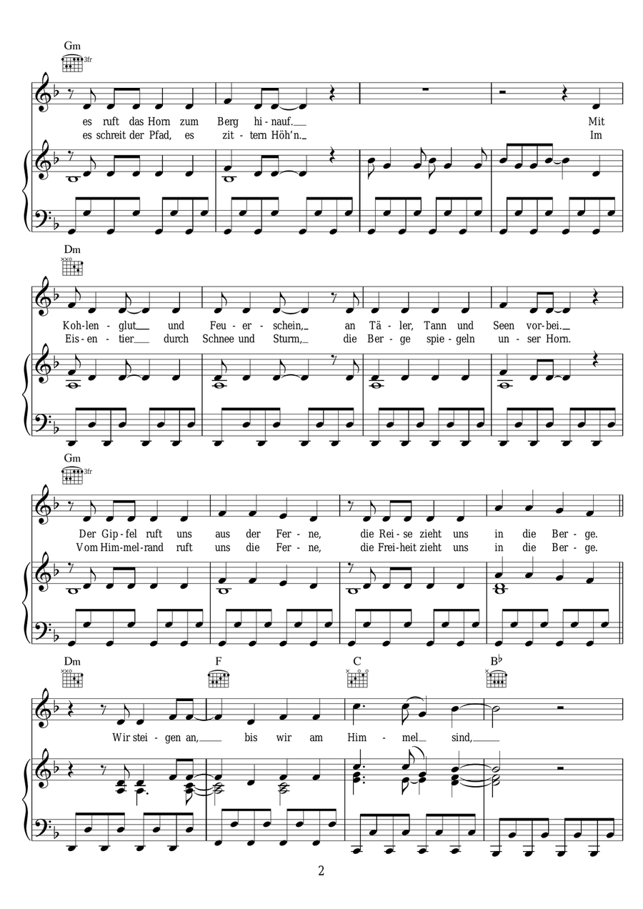 Wir Sind Die Gipfelsturmer Piano, Vocal scores gallery preview page 2