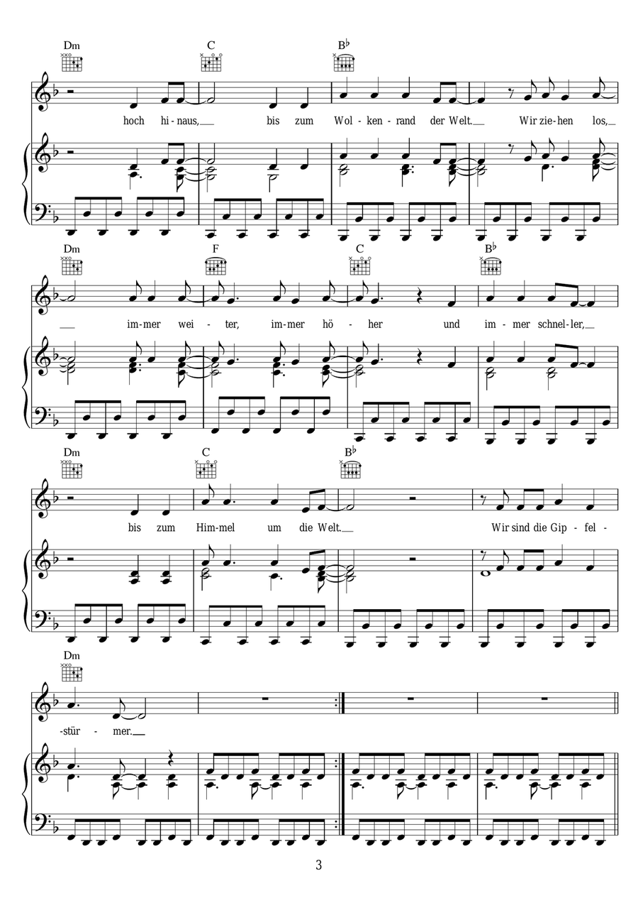 Wir Sind Die Gipfelsturmer Piano, Vocal scores gallery preview page 3