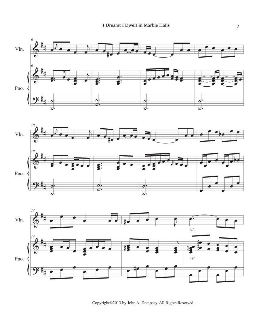 Marble Halls (Violin and Piano) Violin Solo scores gallery preview page 6