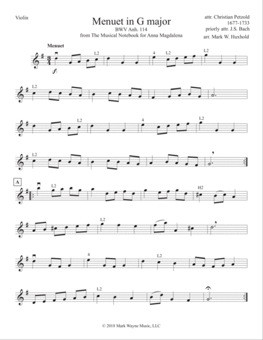 Menuet in G major BWV 114 String Orchestra scores gallery preview page 1