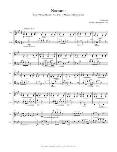 Borodin Nocturne (for Violin/Cello Duo)