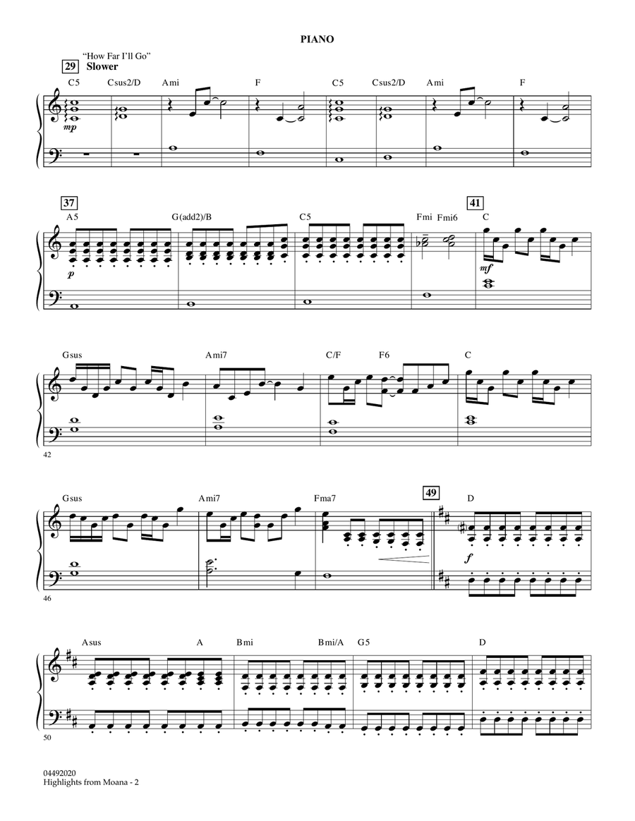Highlights from Moana - Piano Orchestra scores gallery preview page 2