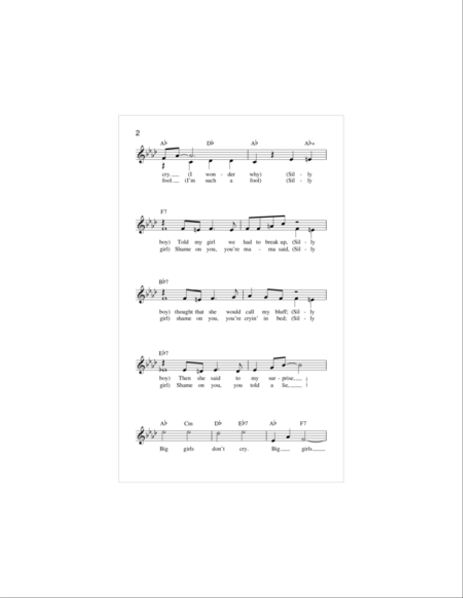 Big Girls Don't Cry Piano scores gallery preview page 2