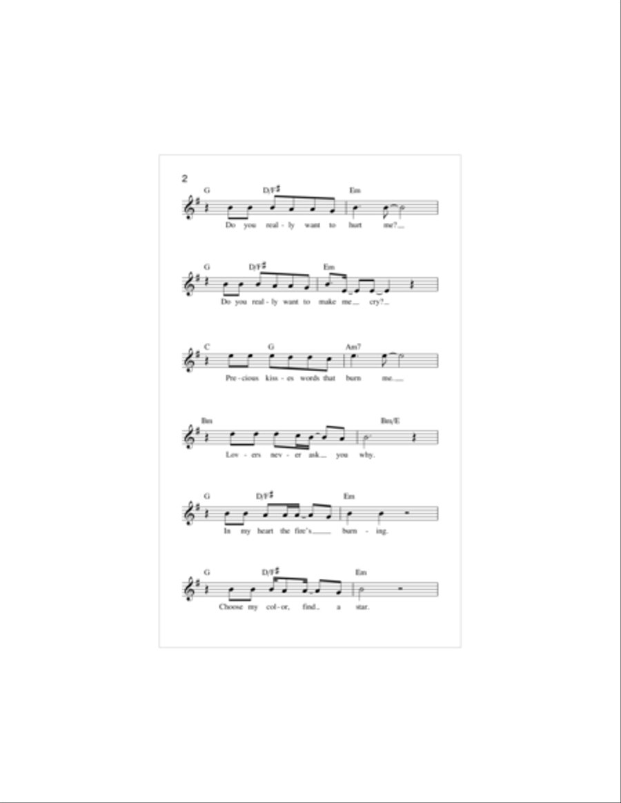 Do You Really Want To Hurt Me Piano scores gallery preview page 2