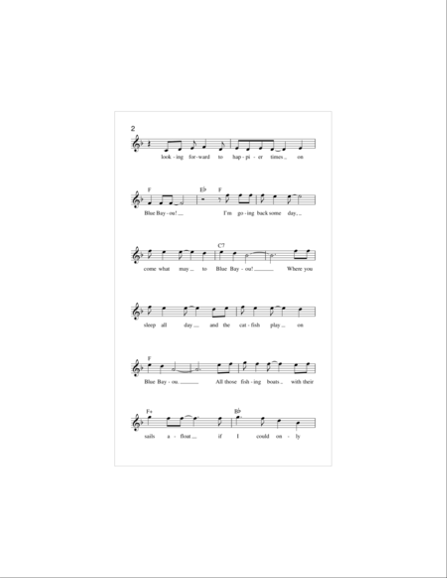 Blue Bayou by Linda Ronstadt Piano - Digital Sheet Music page 2