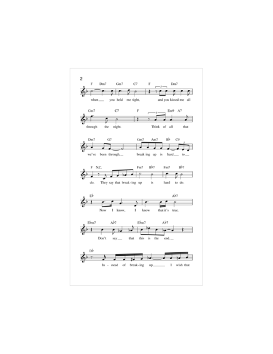Breaking Up Is Hard To Do Piano scores gallery preview page 2