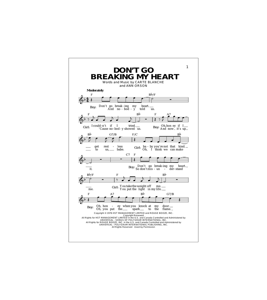 Don't Go Breaking My Heart Acoustic Guitar scores gallery preview page 1