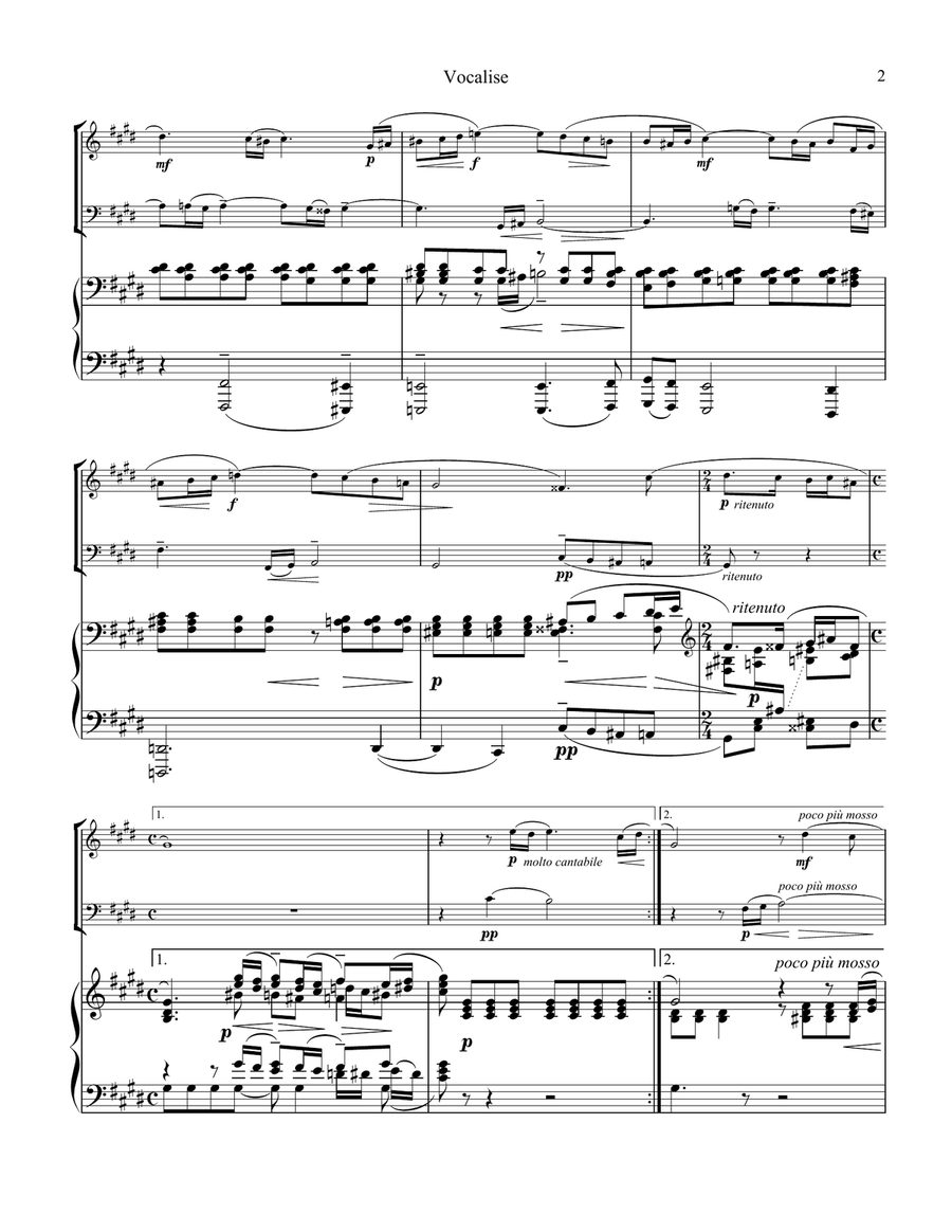 Vocalise Op. 34 for piano trio (orchestra version) Piano Trio scores gallery preview page 3