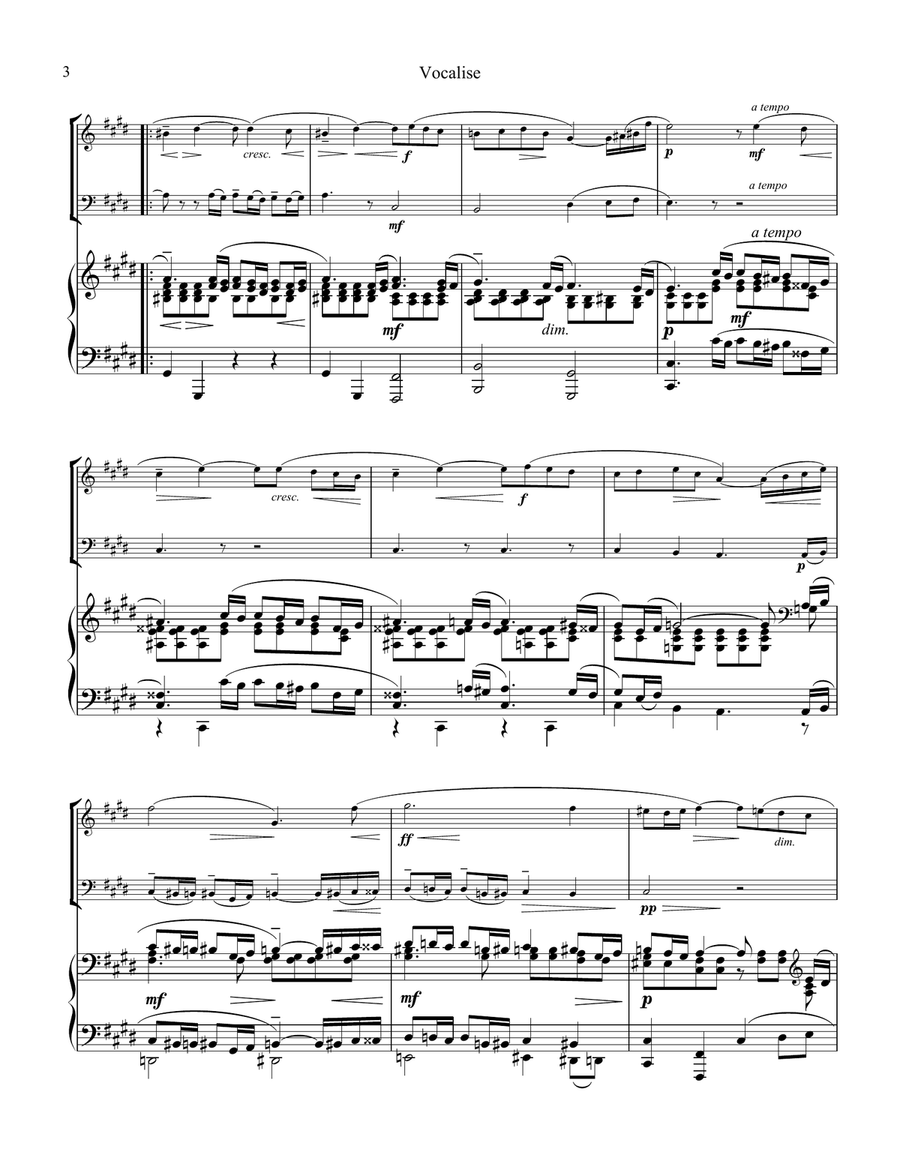 Vocalise Op. 34 for piano trio (orchestra version) Piano Trio scores gallery preview page 4