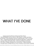 What I've Done
