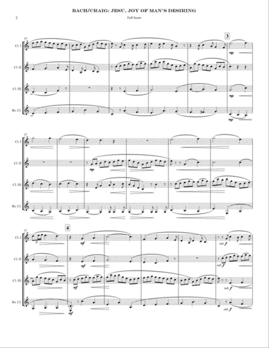 Jesu, Joy of Man's Desiring (CQ) Clarinet Quartet scores gallery preview page 2