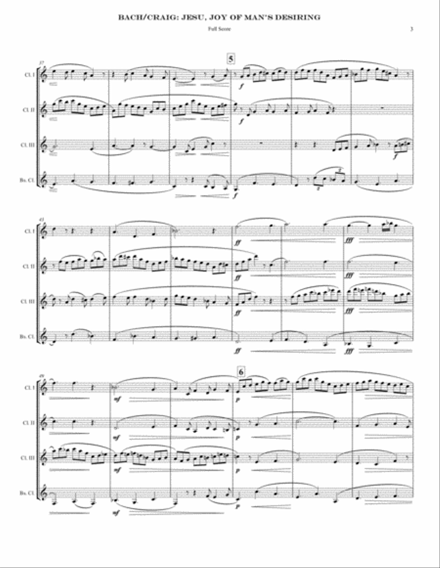 Jesu, Joy of Man's Desiring (CQ) Clarinet Quartet scores gallery preview page 3