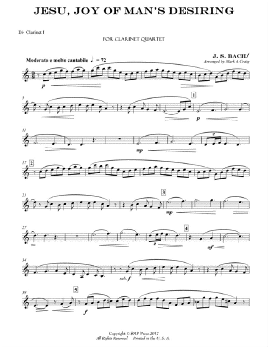 Jesu, Joy of Man's Desiring (CQ) Clarinet Quartet scores gallery preview page 5