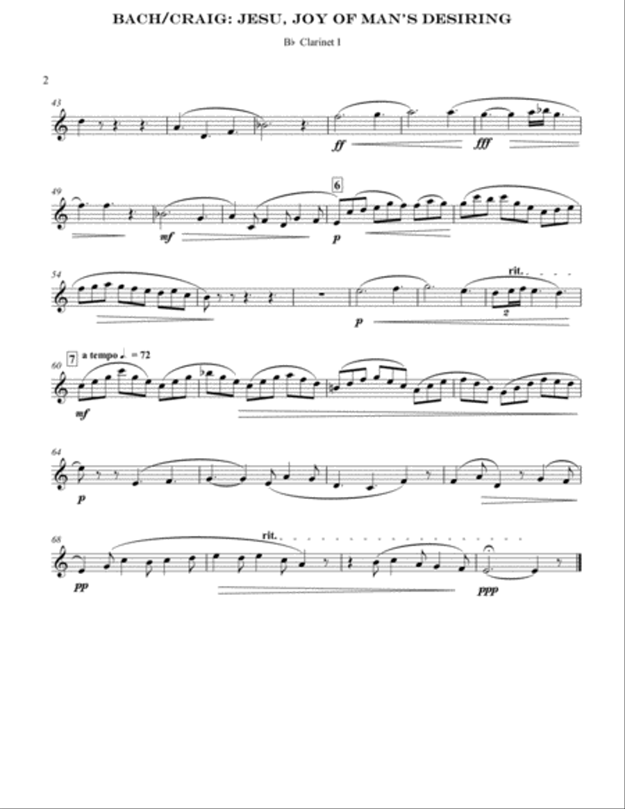 Jesu, Joy of Man's Desiring (CQ) Clarinet Quartet scores gallery preview page 6