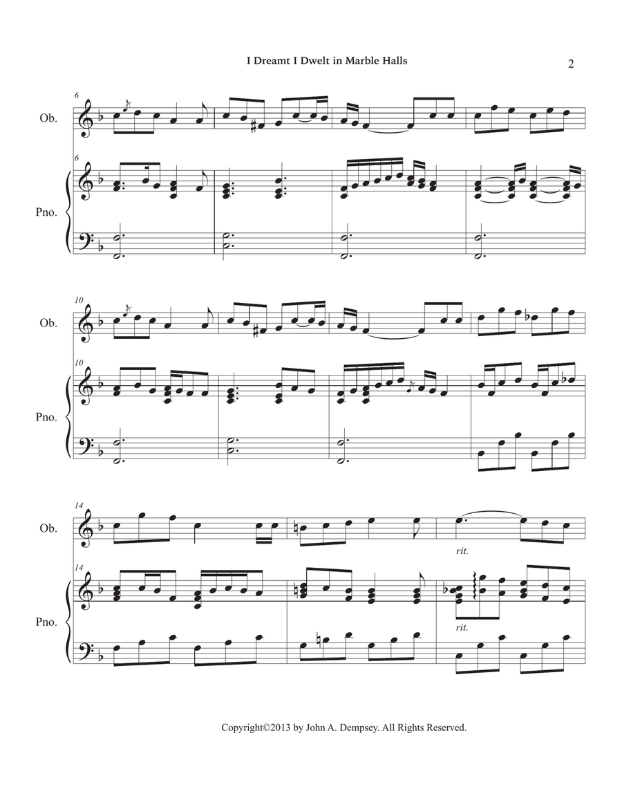Marble Halls (Oboe and Piano) Piano scores gallery preview page 6