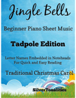 Jingle Bells Traditional Christmas Carol Beginner Piano Sheet Music 2nd Edition mini preview