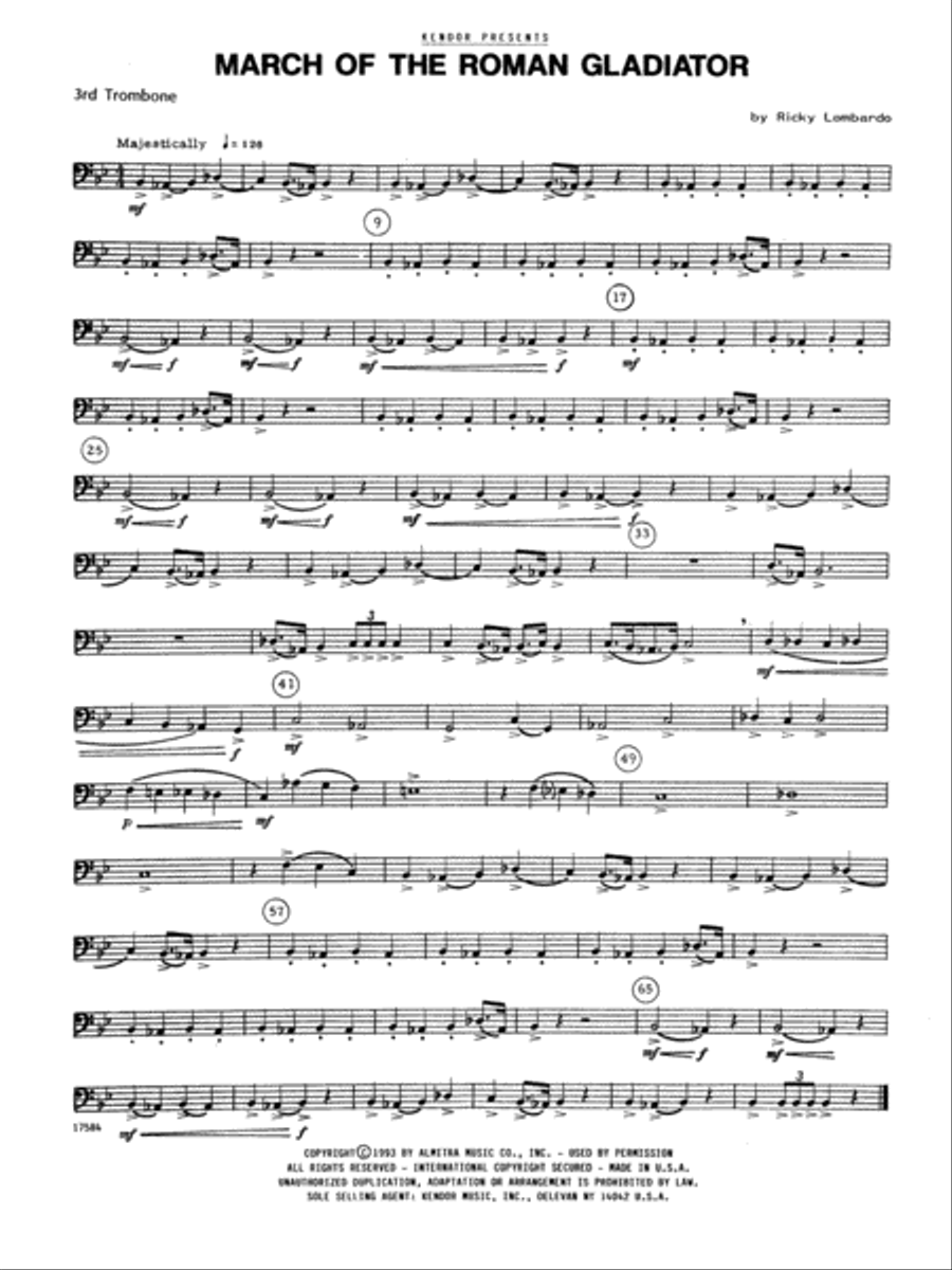 March Of The Roman - 3rd Trombone Trombone Solo scores gallery preview page 1