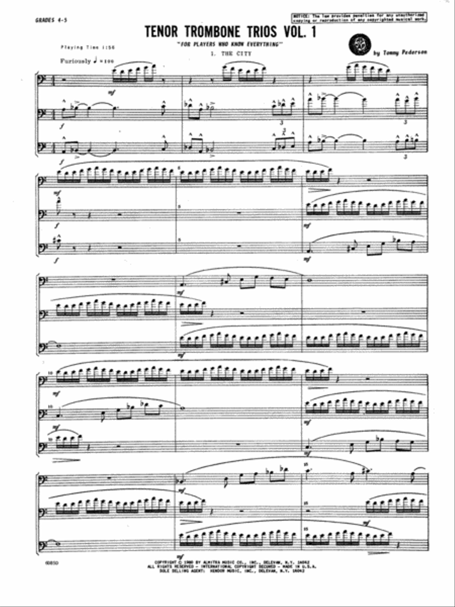 Tenor Trombone Trios, Volume 1 - Full Score Trombone scores gallery preview page 1