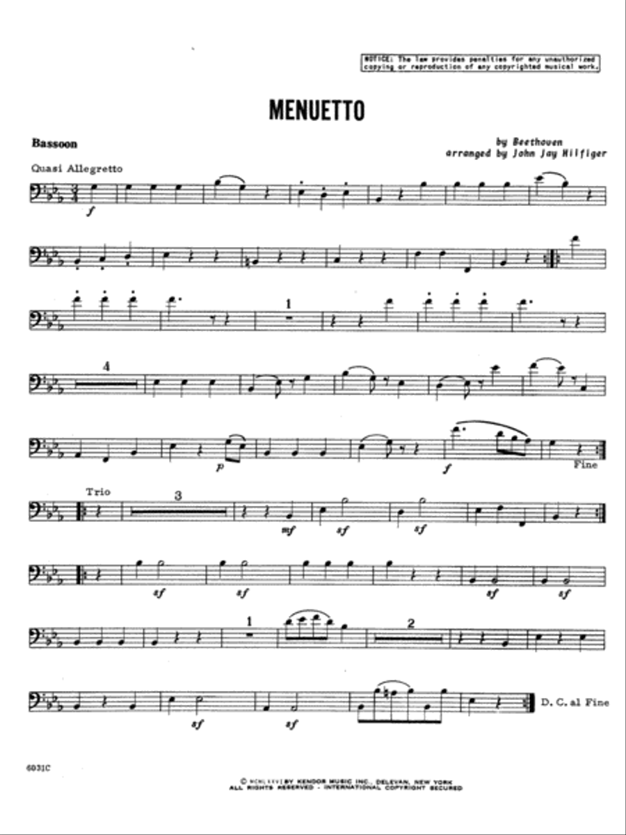 Menuetto - Bassoon Bassoon scores gallery preview page 1