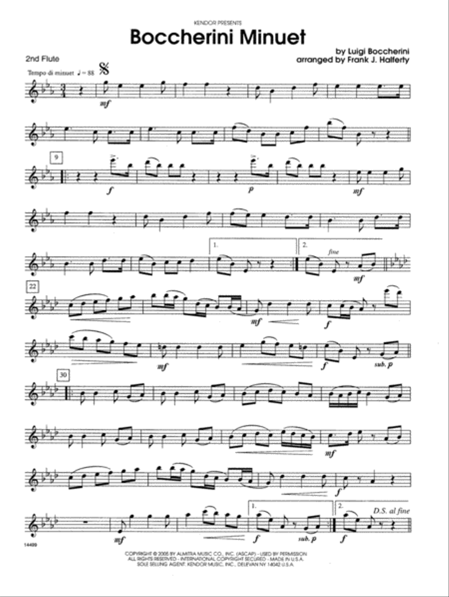 Boccherini Minuet - 2nd Flute Flute scores gallery preview page 1