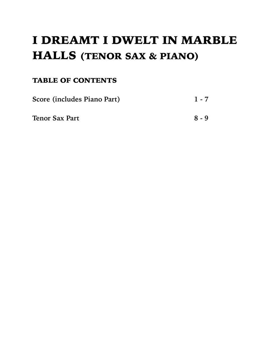 Marble Halls (Tenor Sax and Piano) Tenor Saxophone scores gallery preview page 4
