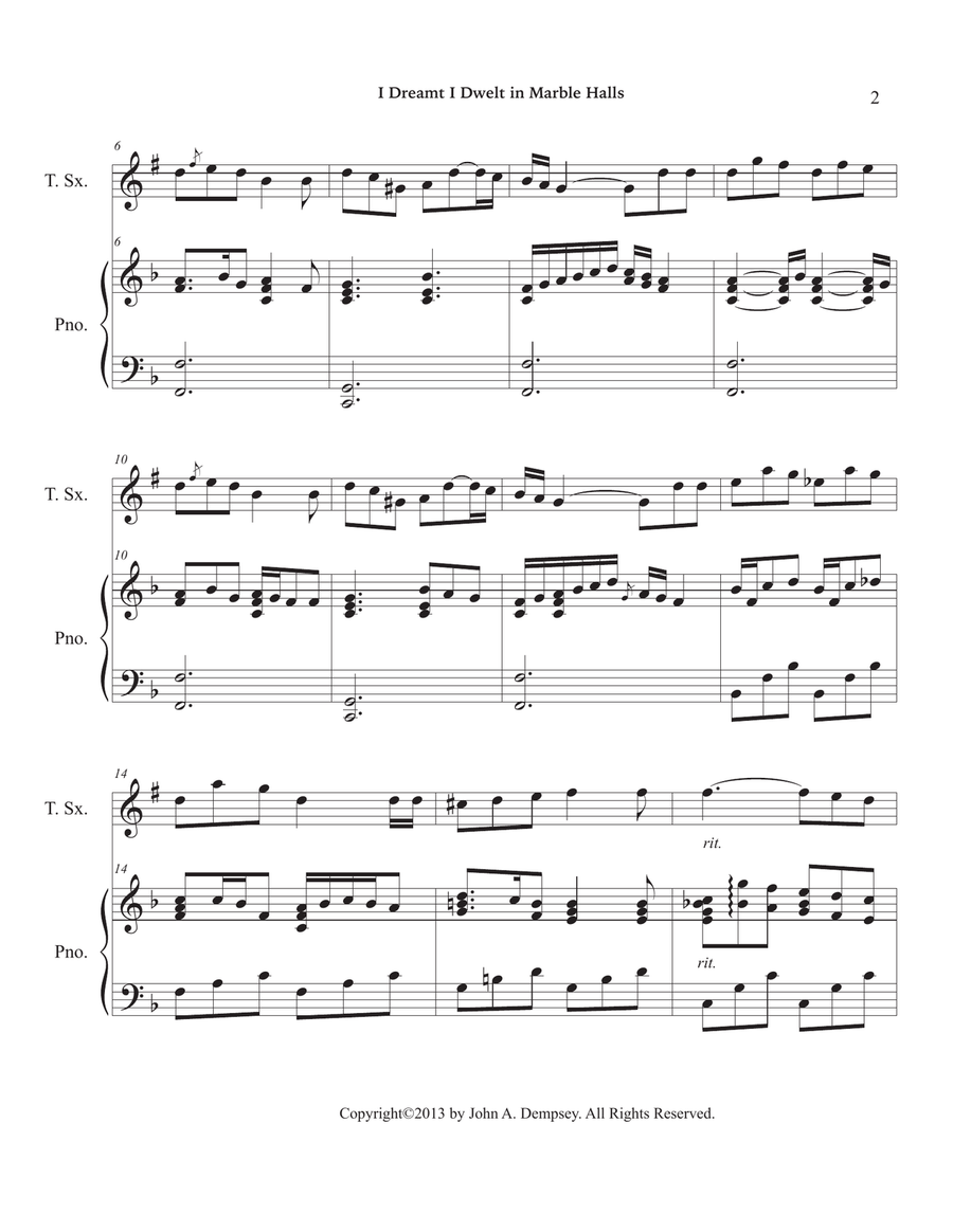 Marble Halls (Tenor Sax and Piano) Tenor Saxophone scores gallery preview page 6