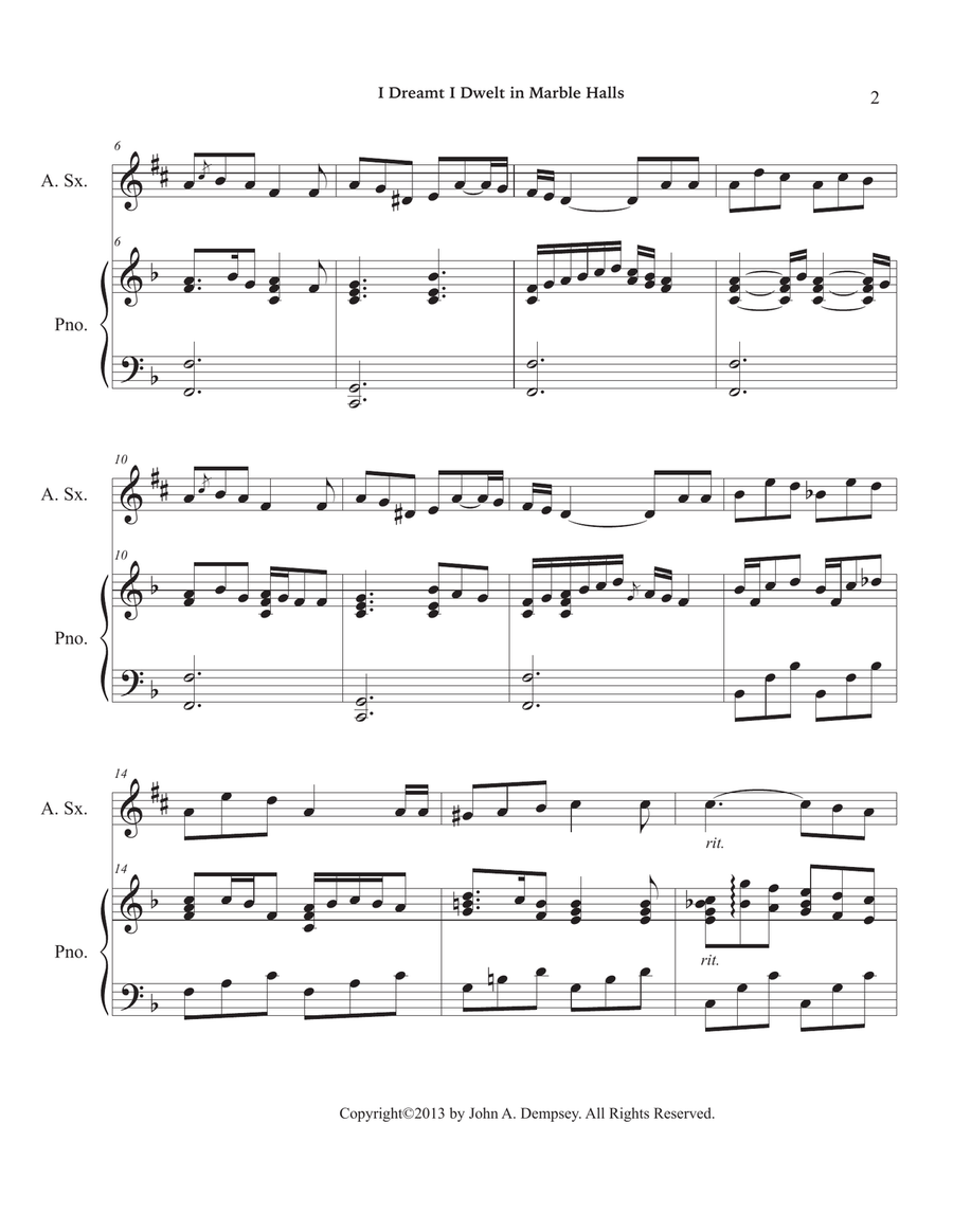 Marble Halls (Alto Sax and Piano) Alto Saxophone scores gallery preview page 6