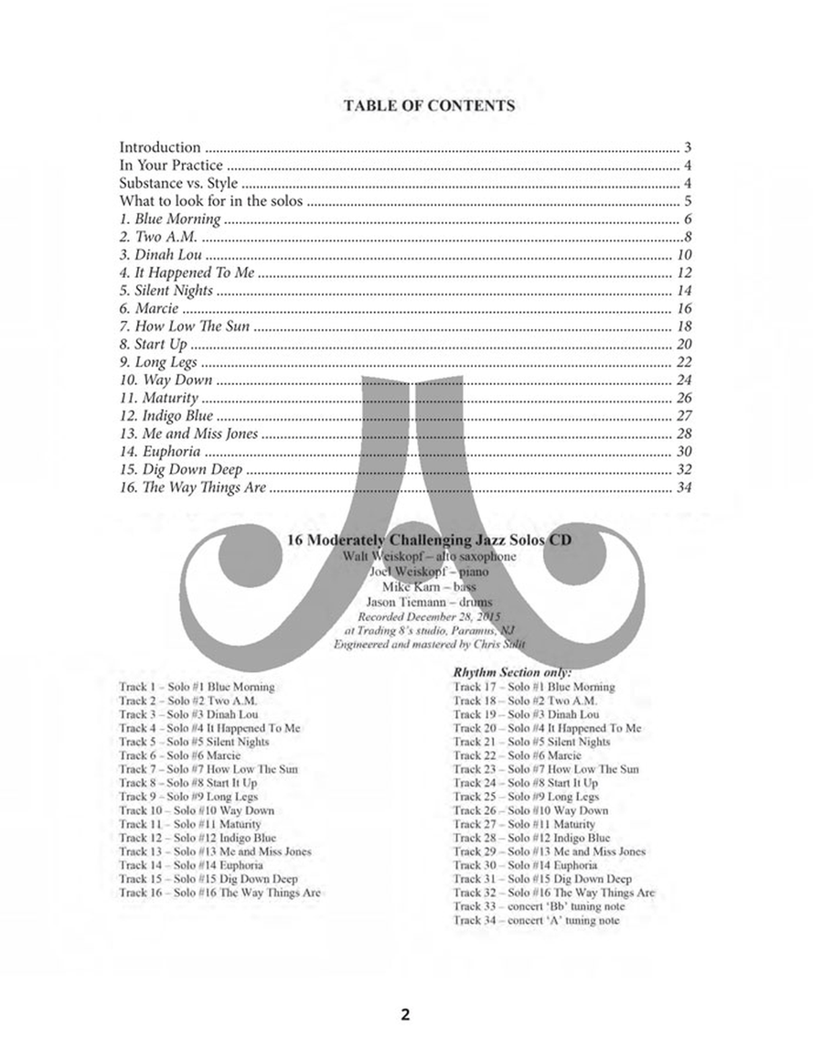 16 Moderately Challenging Jazz Solos - Alto Sax Alto Saxophone scores gallery preview page 2