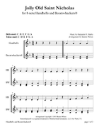 Jolly Old Saint Nicholas (for 8-note Bells and Boomwhackers with Black and White Notes) Handbell Choir scores gallery preview page 4