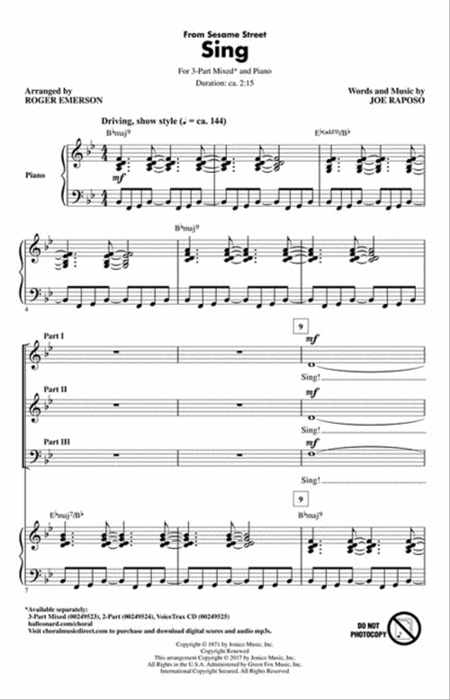 Sing Sing 3-Part scores gallery preview page 2