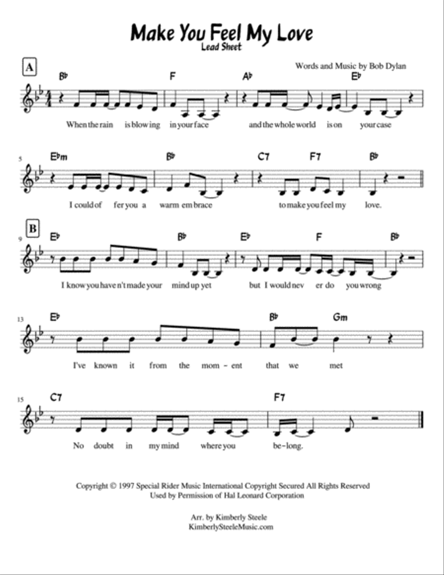 To Make You Feel My Love Voice scores gallery preview page 1