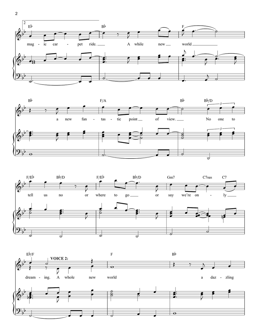 A Whole New World (from Aladdin) Piano scores gallery preview page 2