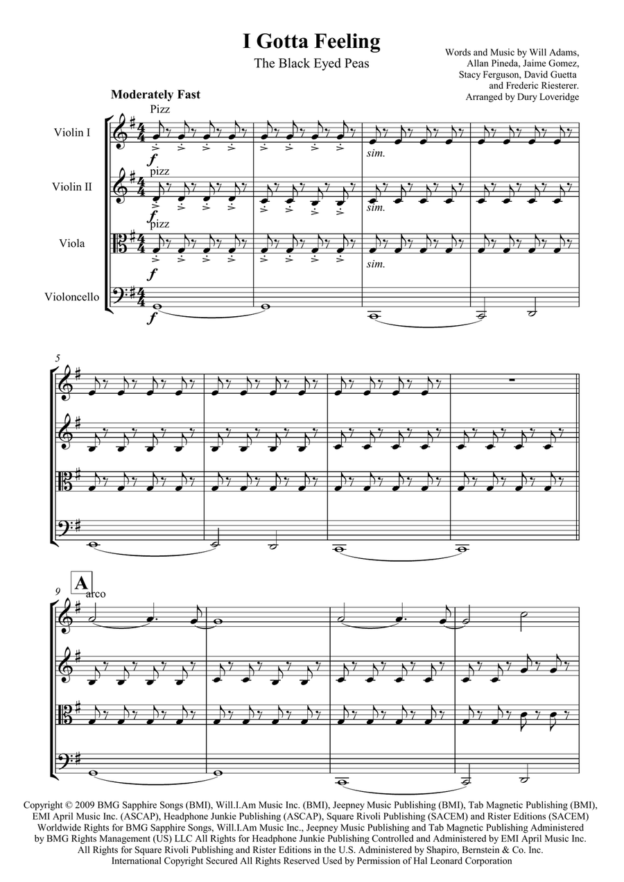 I Gotta Feeling I Gotta Feeling String Quartet scores gallery preview page 2