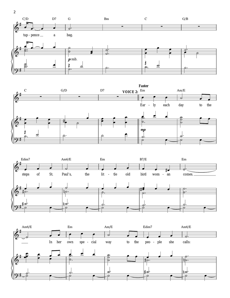 Feed The Birds (Tuppence A Bag) (from Mary Poppins) Piano scores gallery preview page 2